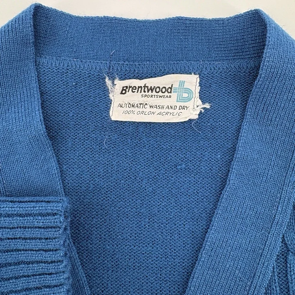 Vintage Brentwood Sportswear Mens Teal Cardigan Size Small